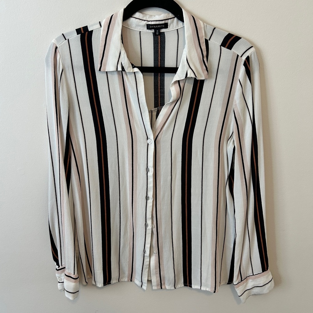 💜 2 for $30 / Dynamite Collared Striped Collared Button-up Blouse